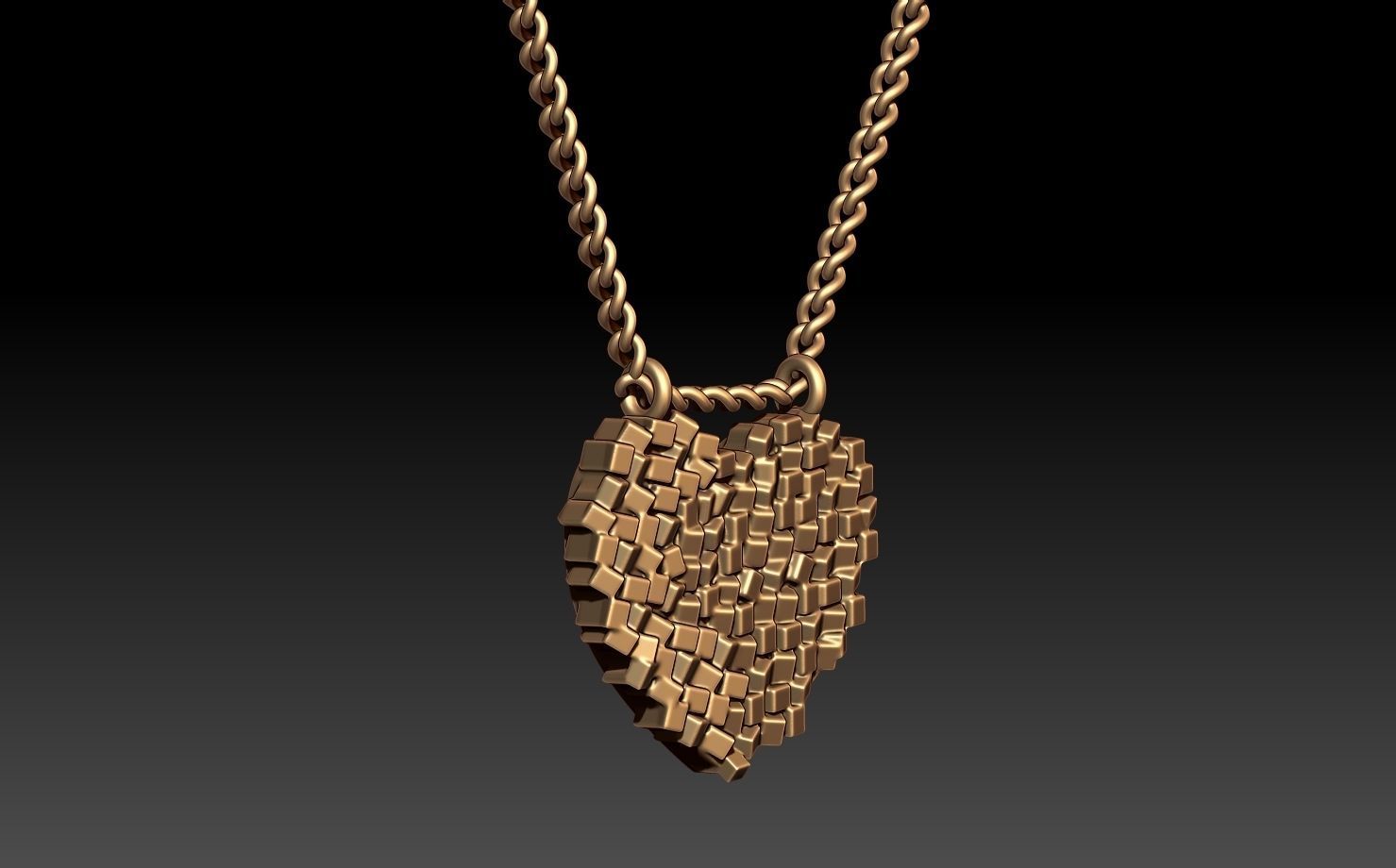 HAMMERED HEART PENDANT 3D print model_1