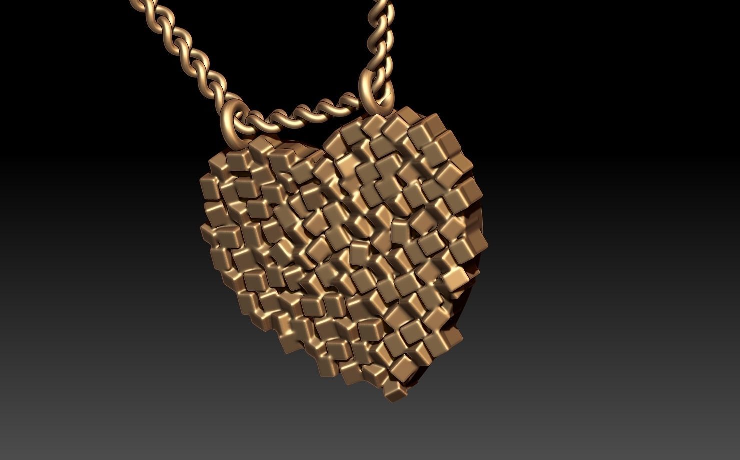 HAMMERED HEART PENDANT 3D print model_3