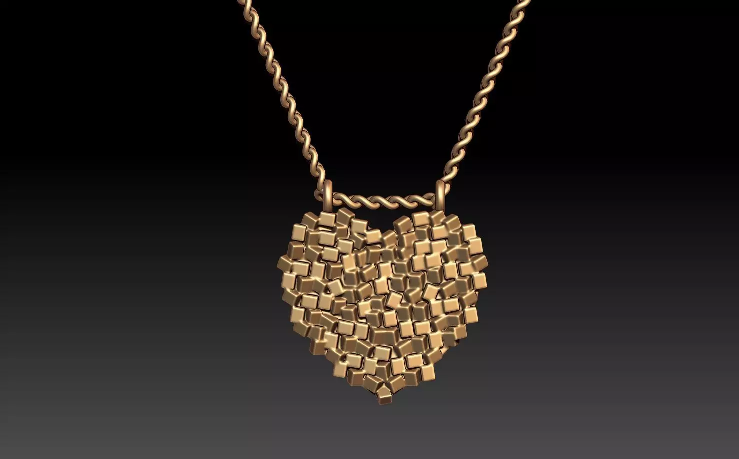 HAMMERED HEART PENDANT 3D print model_0