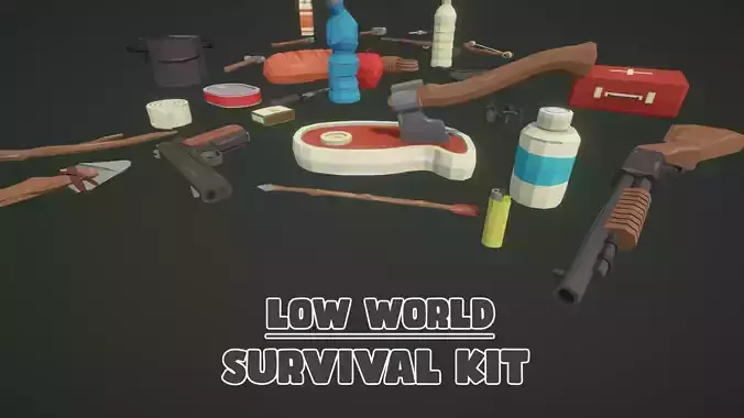 Low World - Survival Game Kit Low-poly 3D model