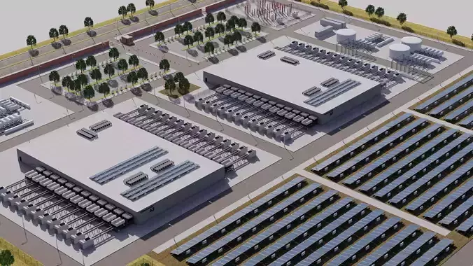 Google Data Center Building with Interior 3D model