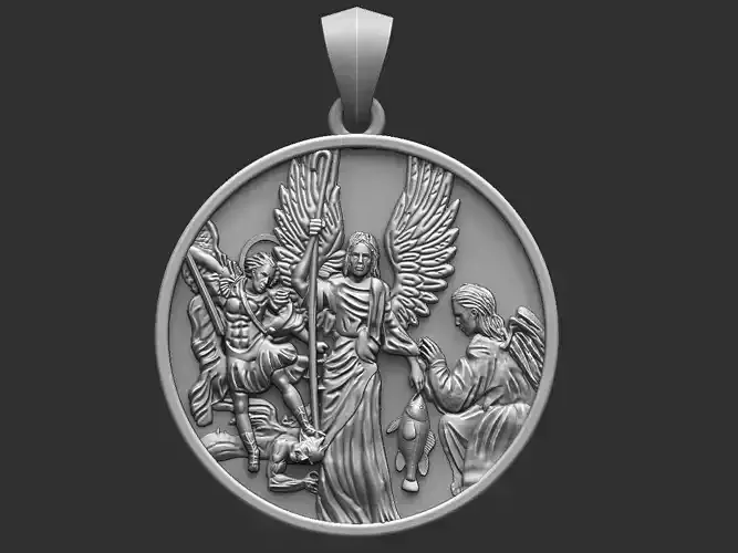 Michael Raphael and Gabriel  Archangels Medal 3D print model
