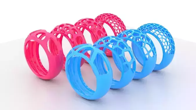 Voronoi Pattern Eight Rings Jewelry