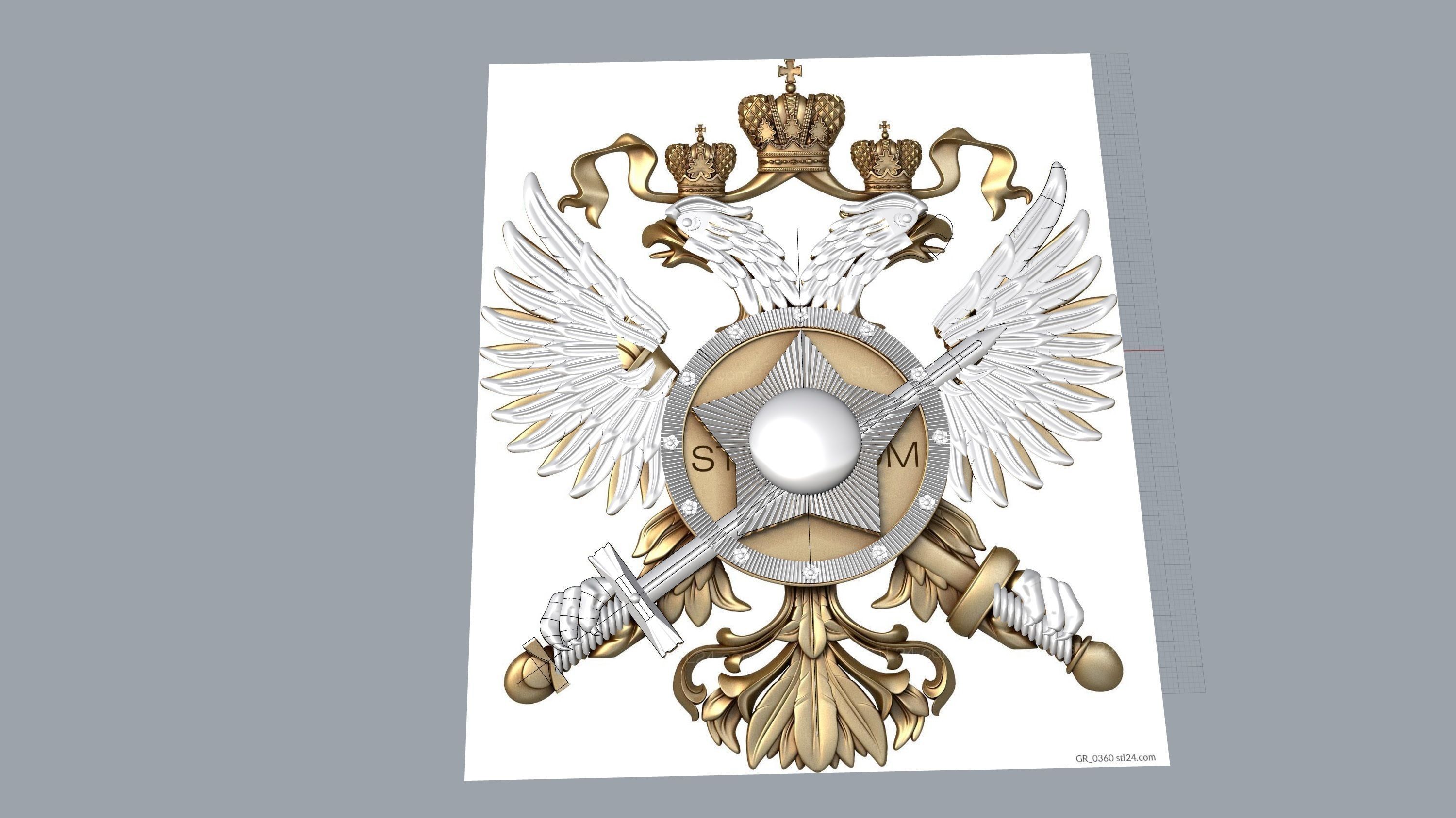 Coat of arms high Resolution 3D file ready for CNC machining 3D model_11