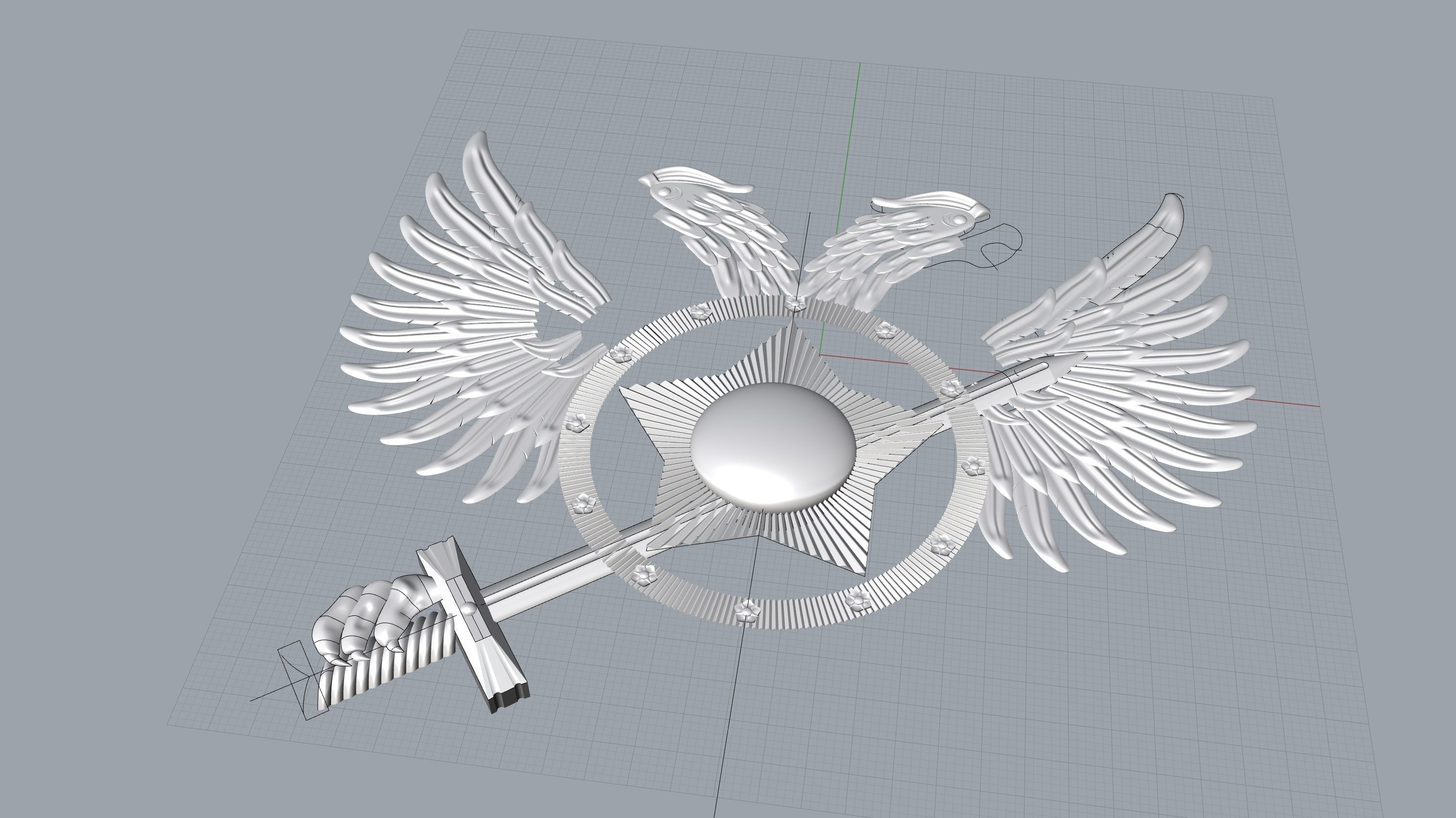 Coat of arms high Resolution 3D file ready for CNC machining 3D model_12
