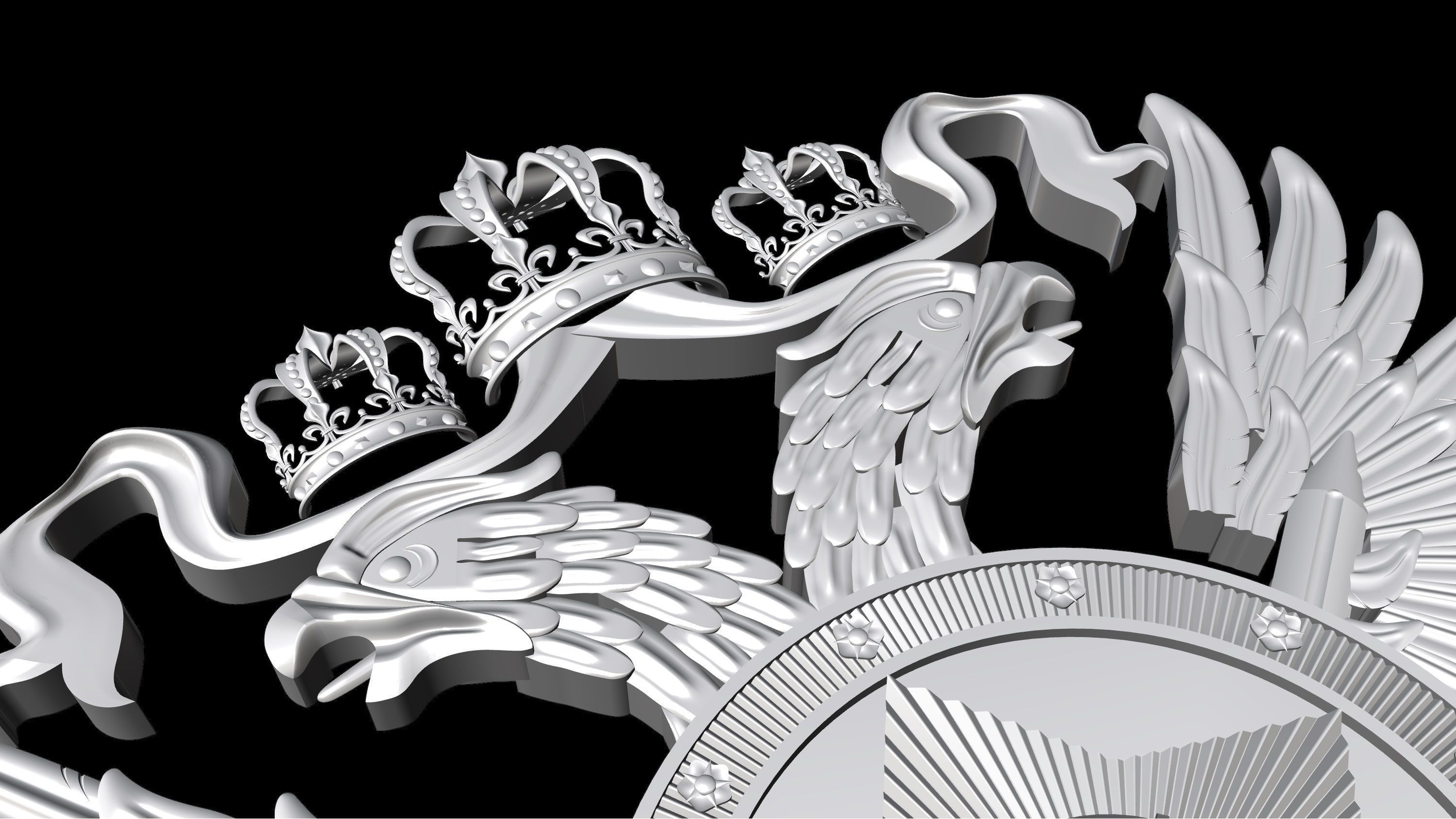 Coat of arms high Resolution 3D file ready for CNC machining 3D model_10
