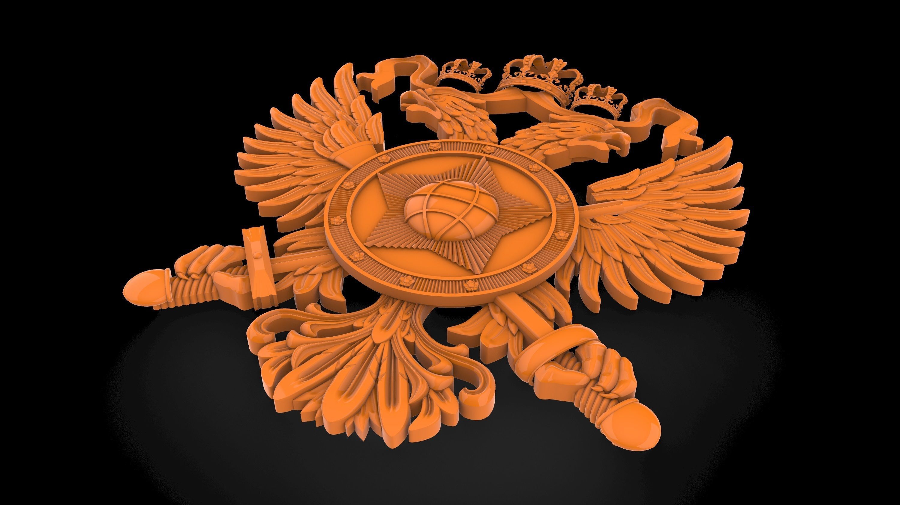 Coat of arms high Resolution 3D file ready for CNC machining 3D model_4