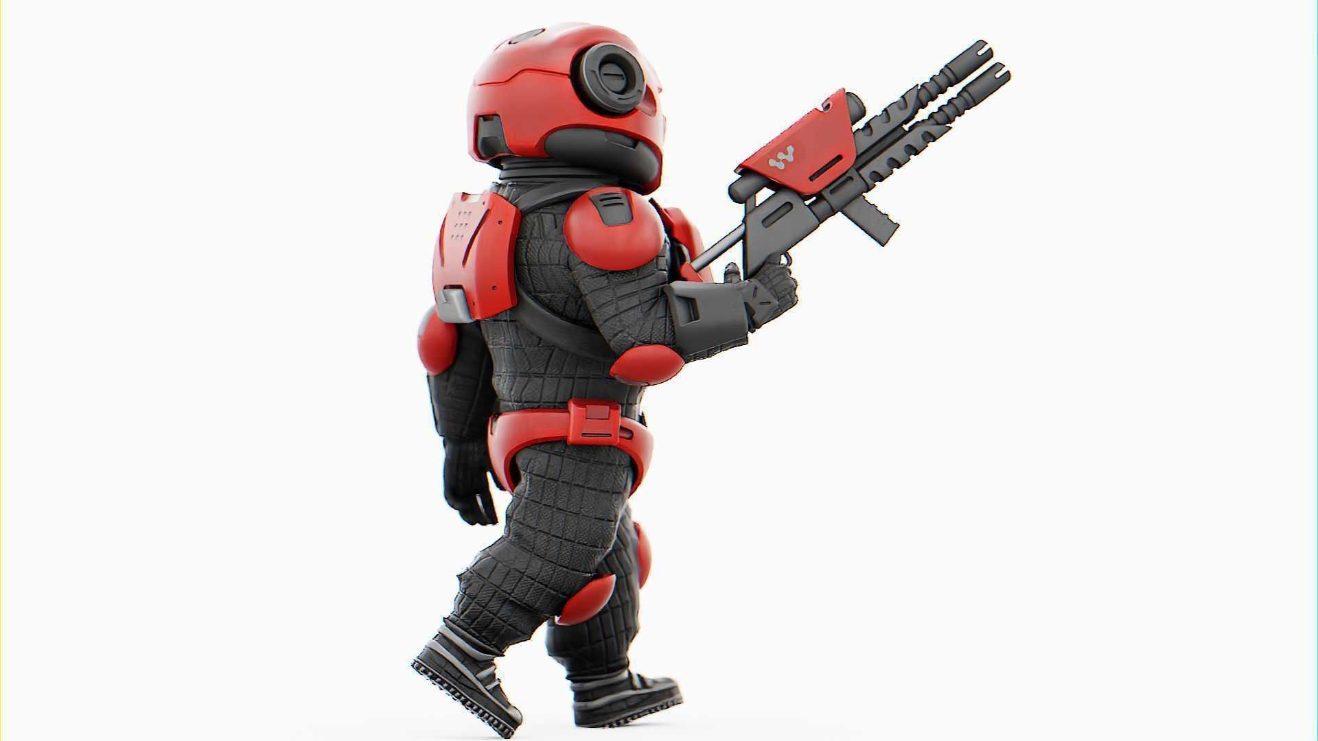 CYBER SOLDIER MECHA   RIGGED 3D model_24