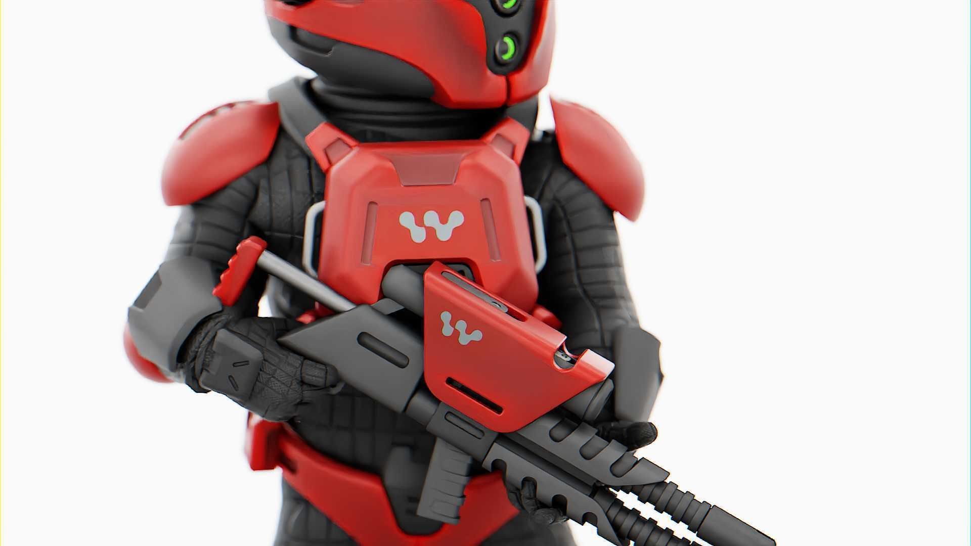 CYBER SOLDIER MECHA   RIGGED 3D model_16