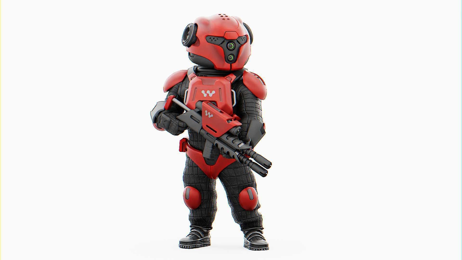 CYBER SOLDIER MECHA   RIGGED 3D model_11