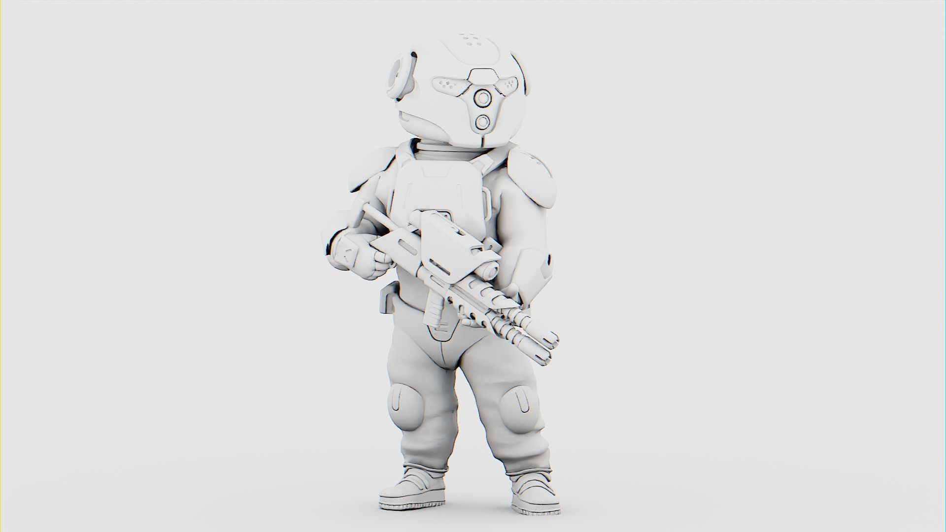 CYBER SOLDIER MECHA   RIGGED 3D model_33