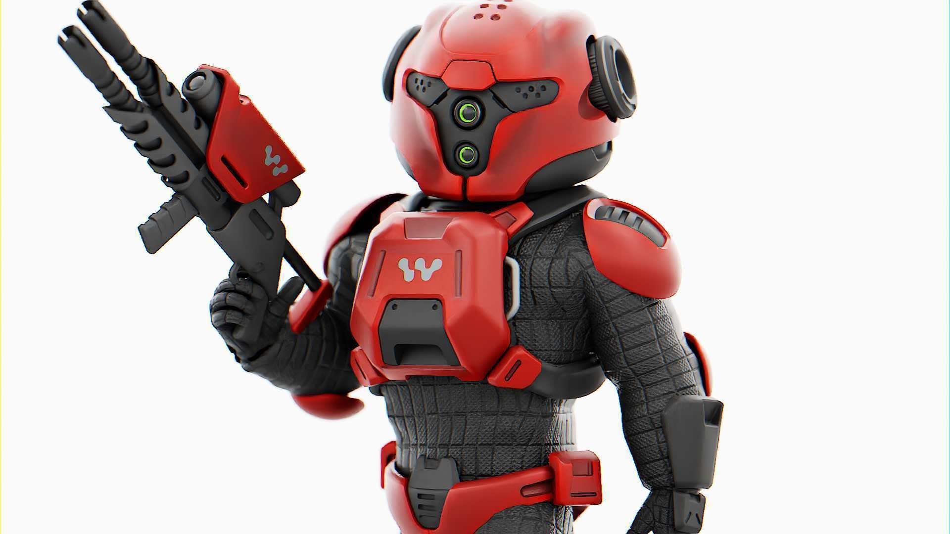 CYBER SOLDIER MECHA   RIGGED 3D model_21