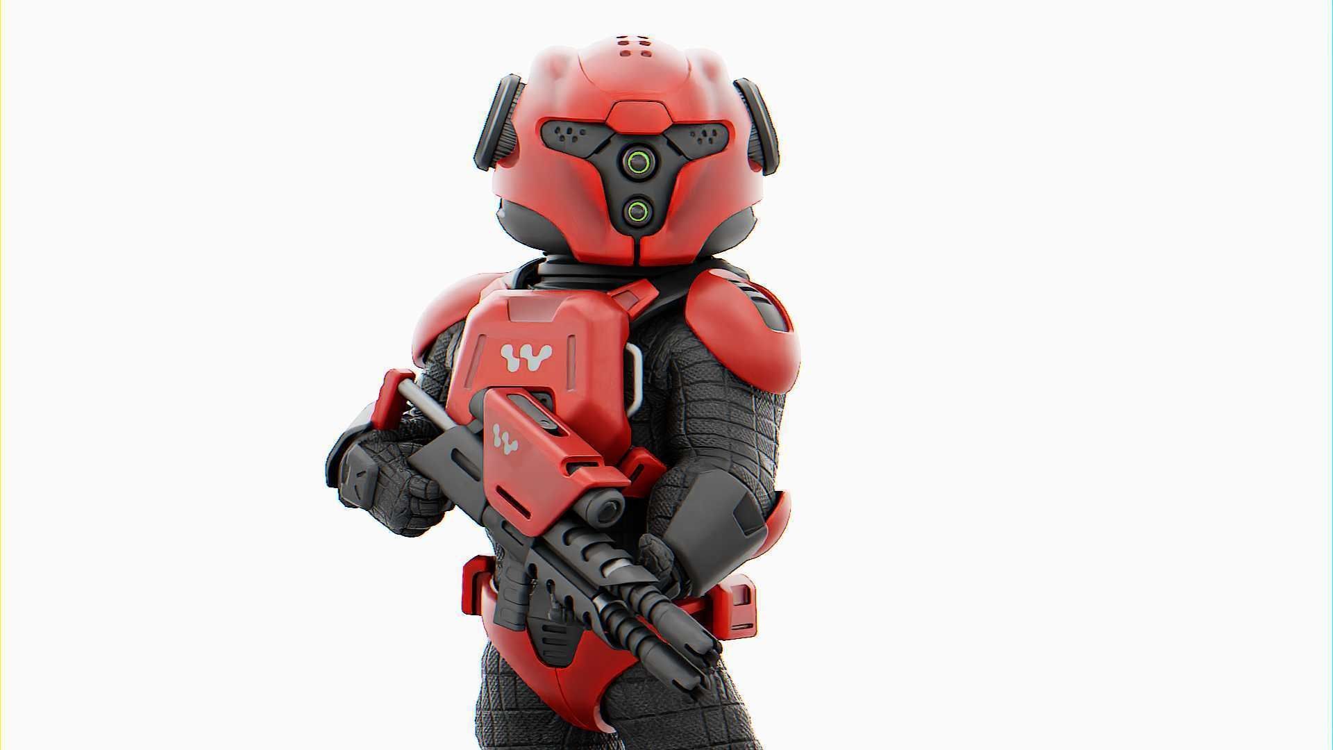 CYBER SOLDIER MECHA   RIGGED 3D model_1