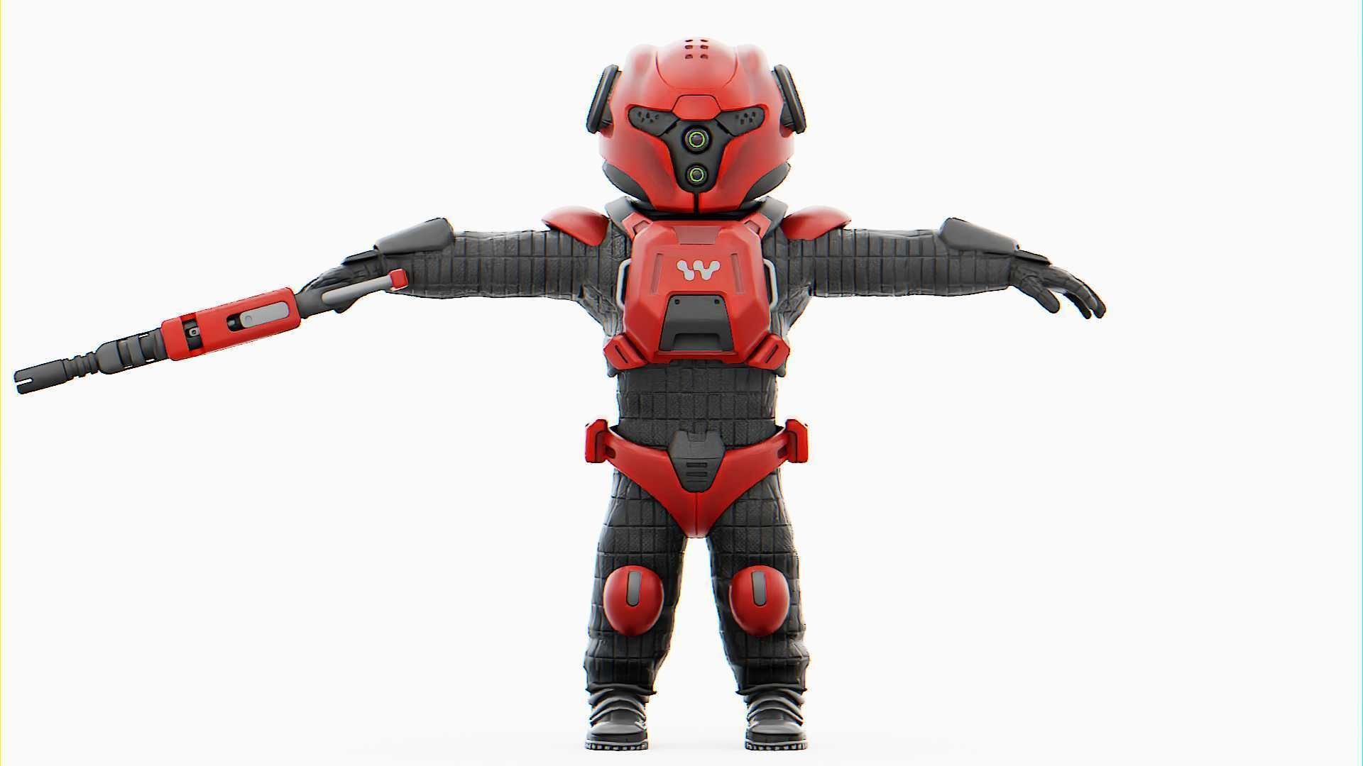 CYBER SOLDIER MECHA   RIGGED 3D model_28