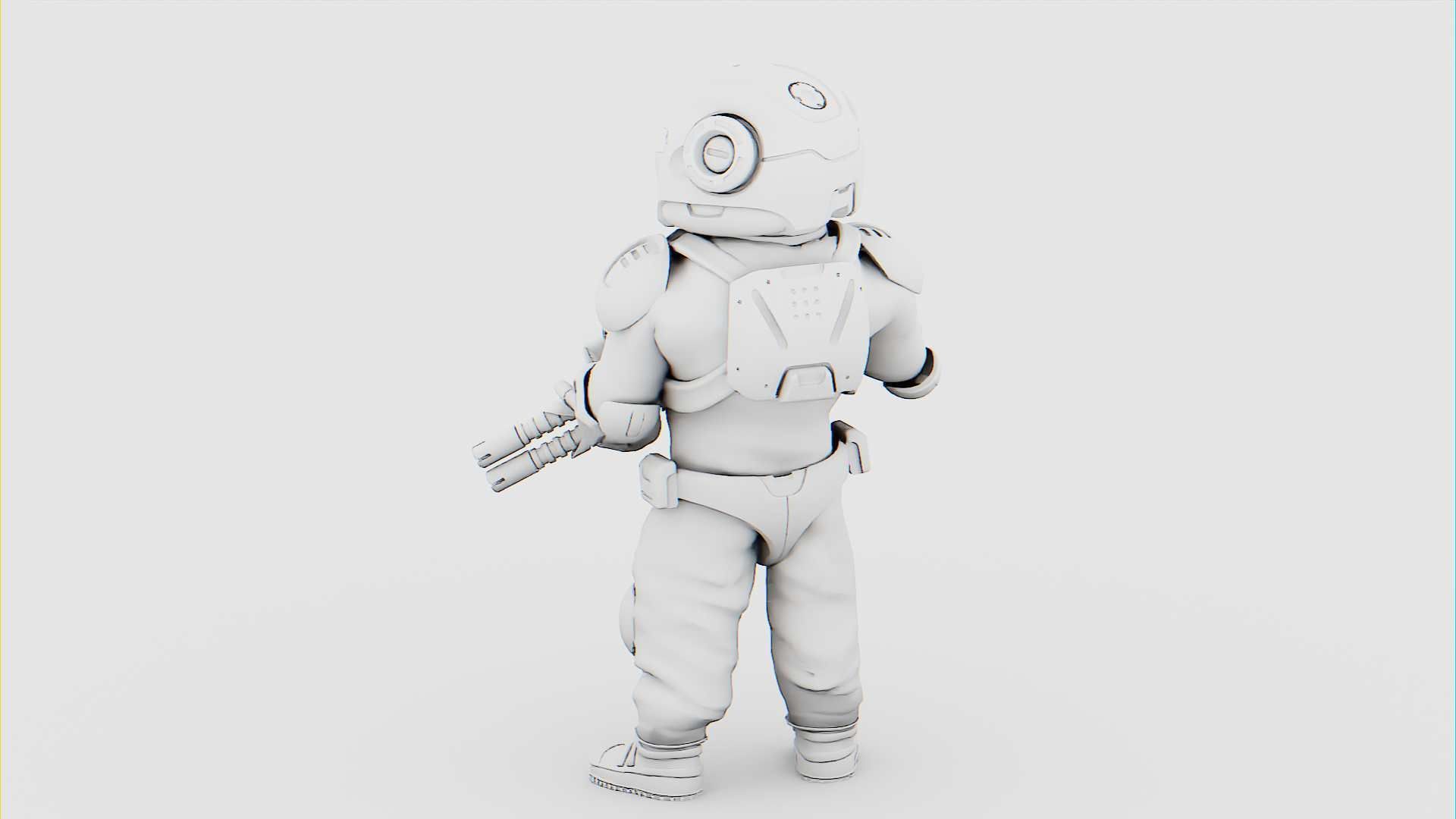 CYBER SOLDIER MECHA   RIGGED 3D model_32