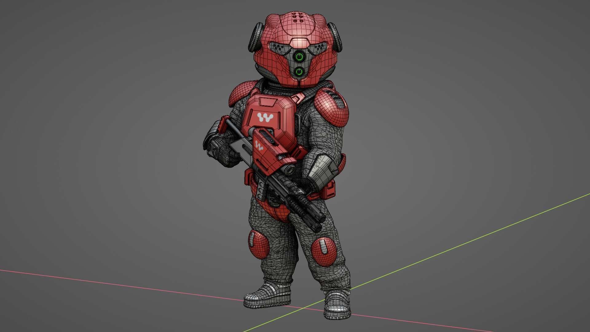 CYBER SOLDIER MECHA   RIGGED 3D model_35
