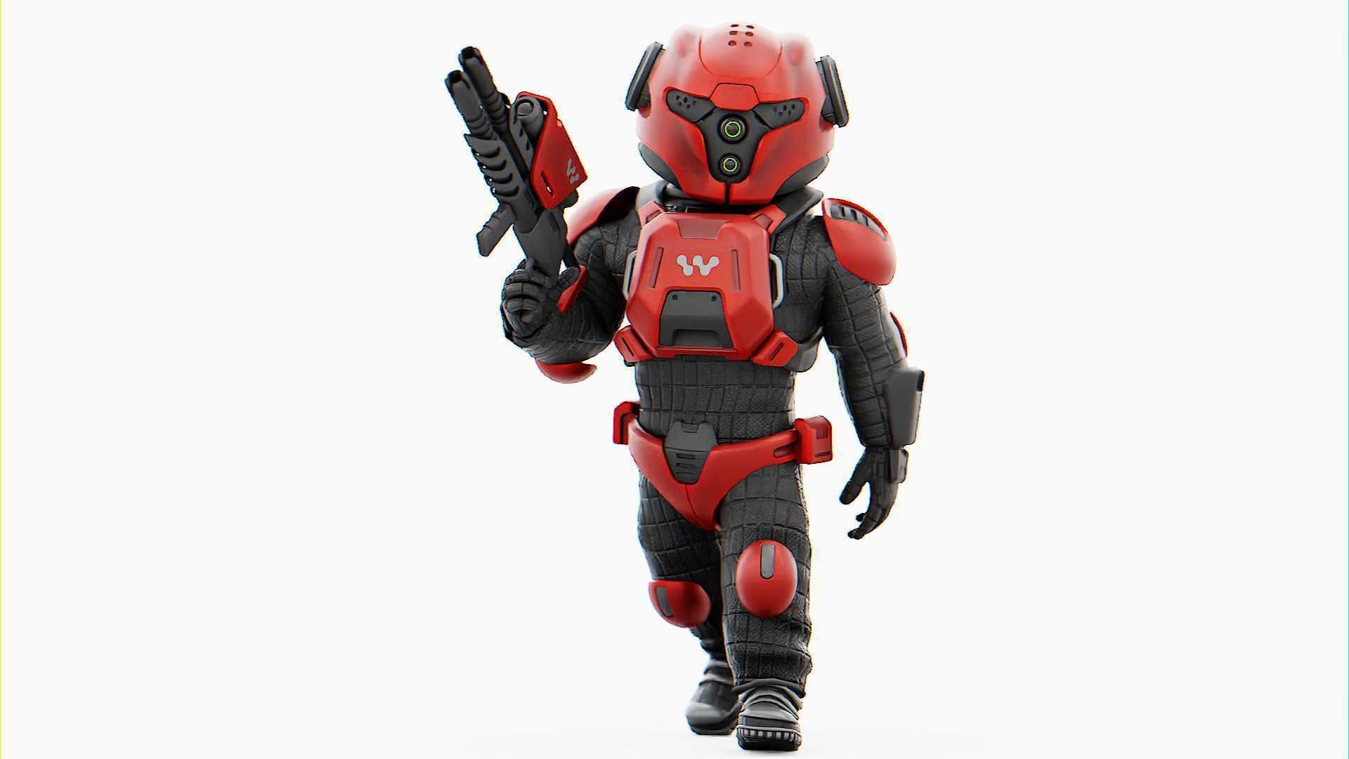 CYBER SOLDIER MECHA   RIGGED 3D model_25