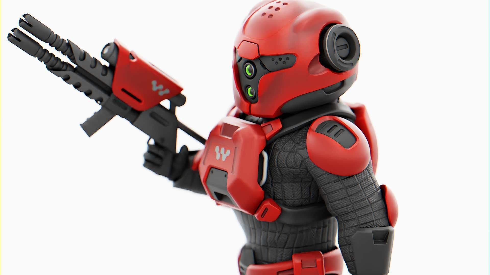 CYBER SOLDIER MECHA   RIGGED 3D model_26