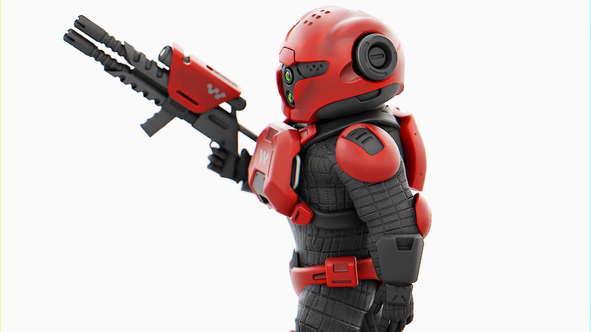 CYBER SOLDIER MECHA   RIGGED 3D model_22