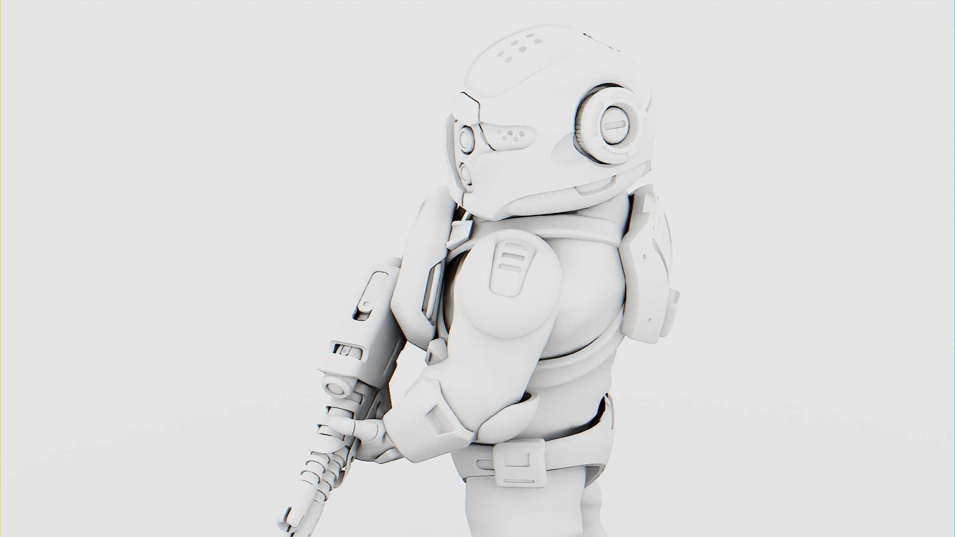 CYBER SOLDIER MECHA   RIGGED 3D model_31