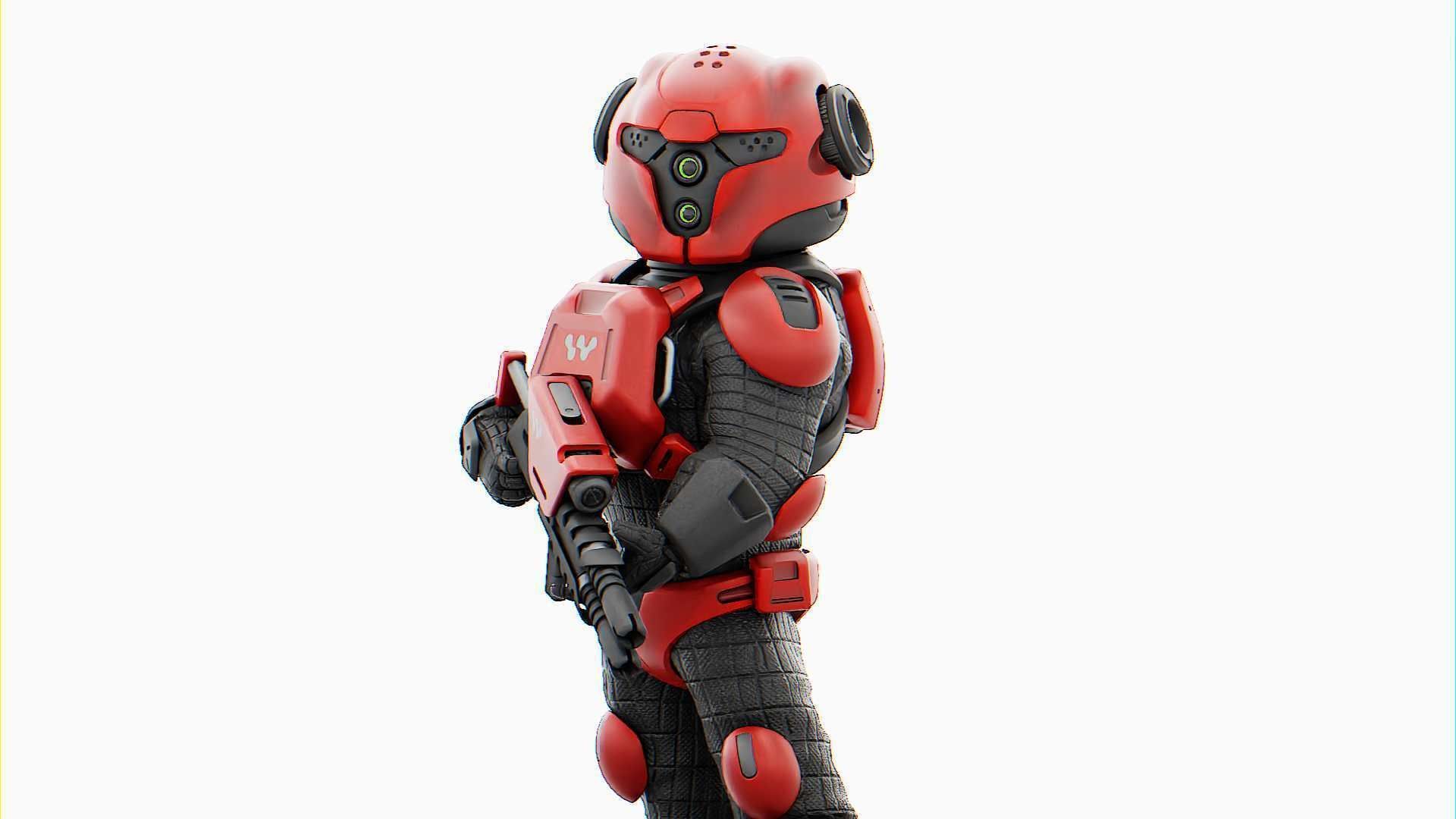 CYBER SOLDIER MECHA   RIGGED 3D model_2