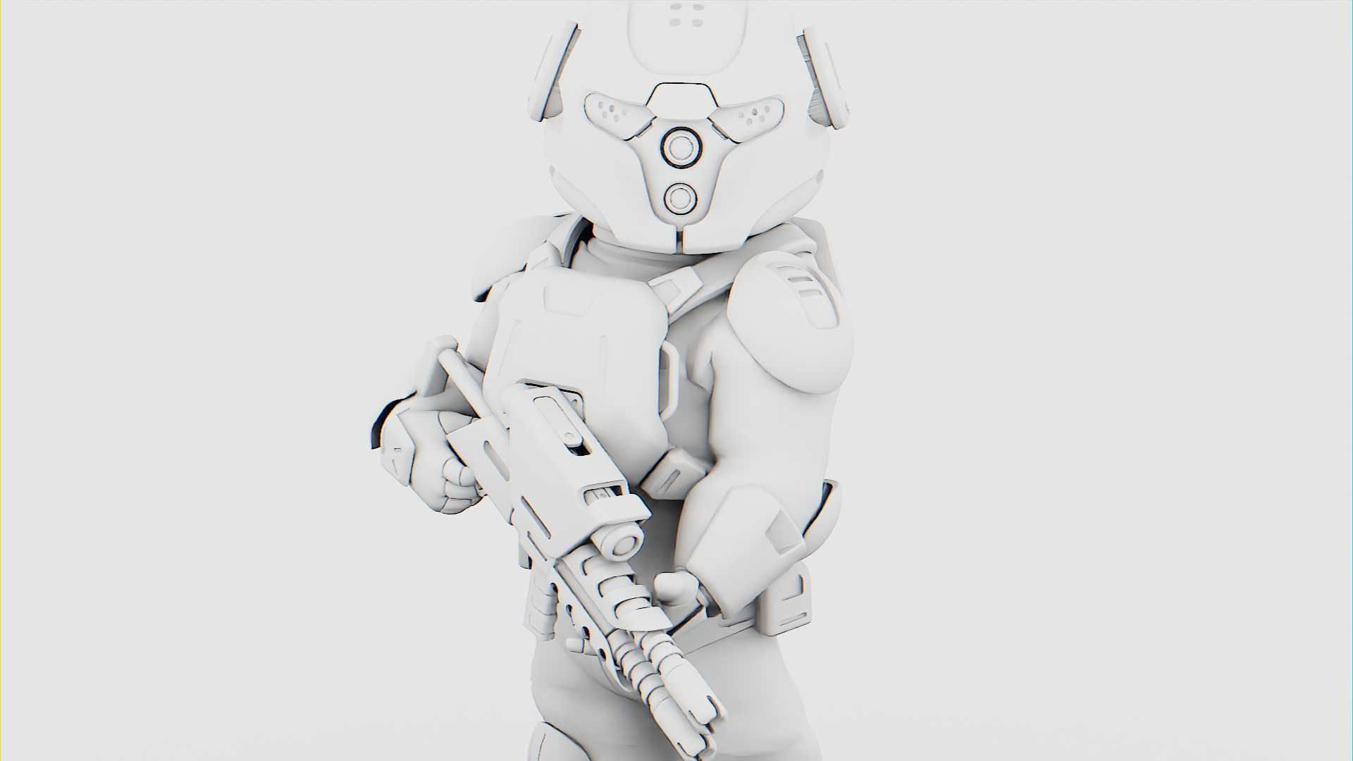 CYBER SOLDIER MECHA   RIGGED 3D model_30