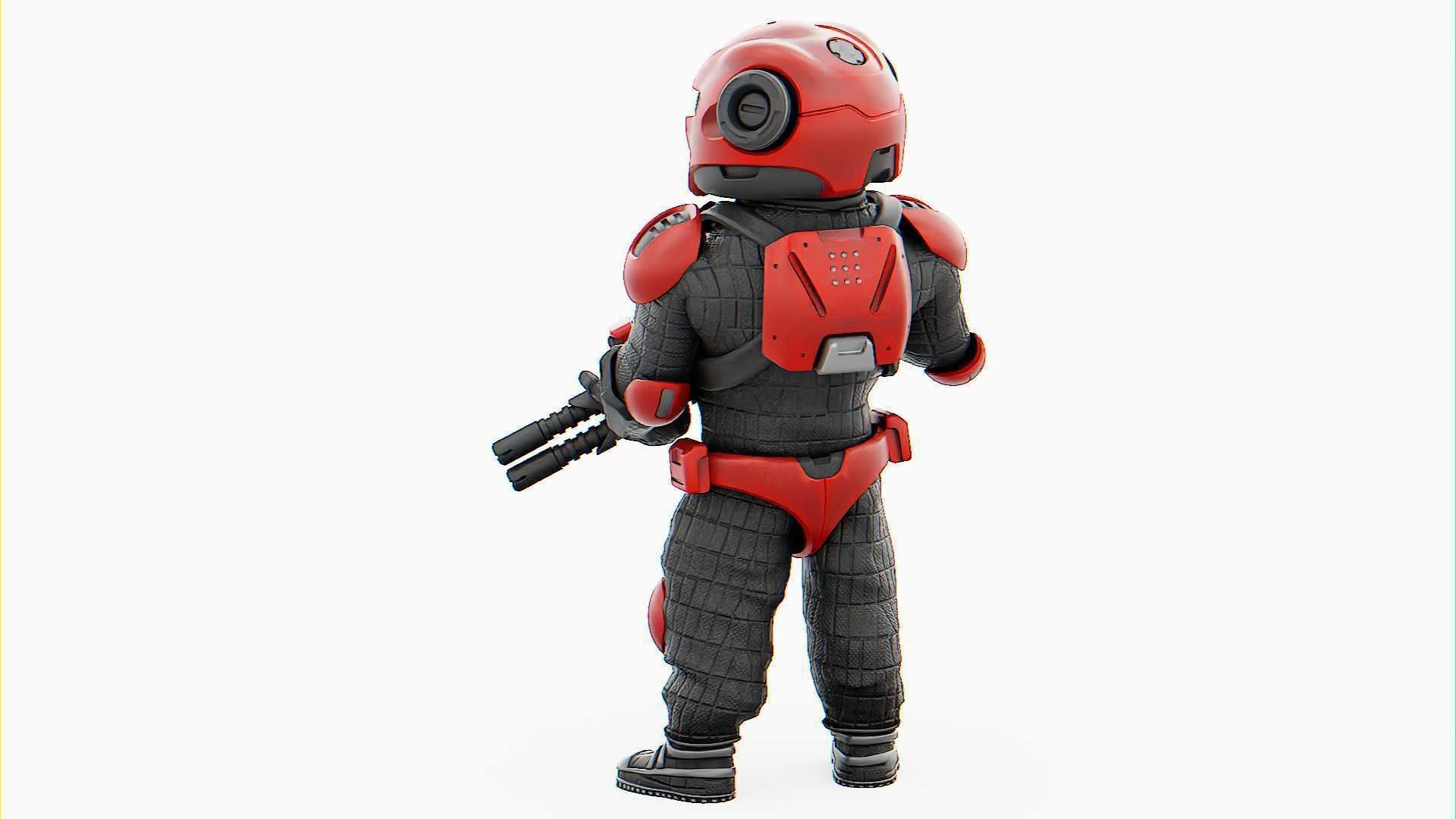 CYBER SOLDIER MECHA   RIGGED 3D model_5