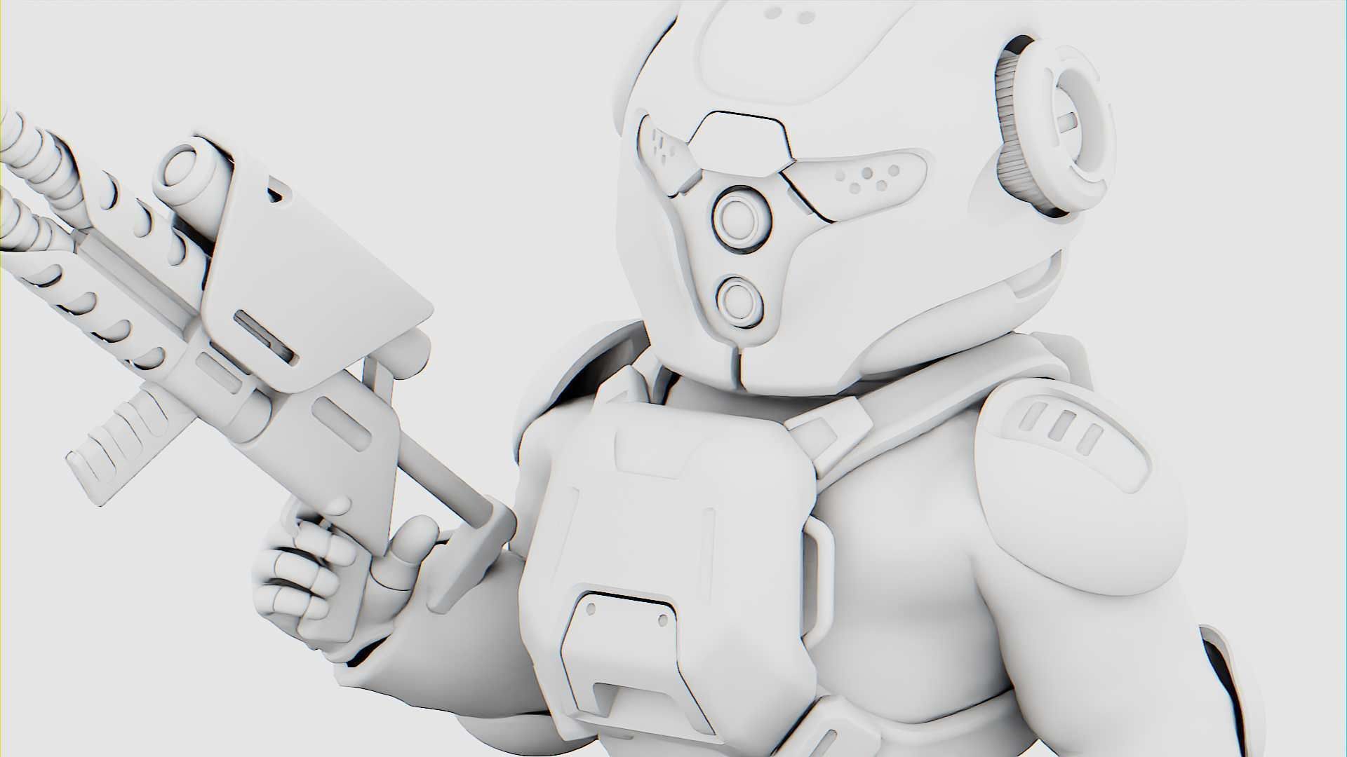 CYBER SOLDIER MECHA   RIGGED 3D model_34
