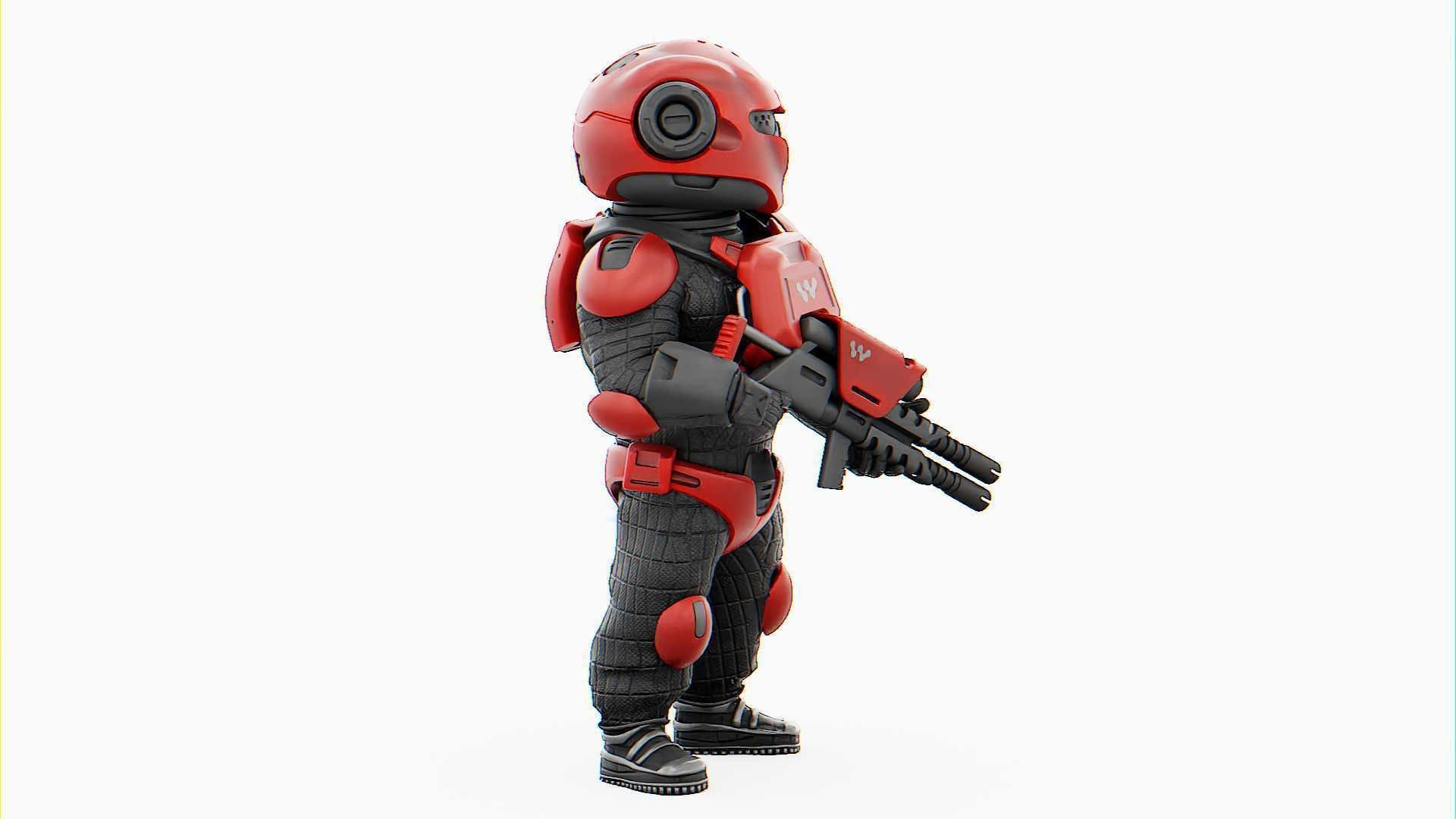 CYBER SOLDIER MECHA   RIGGED 3D model_9