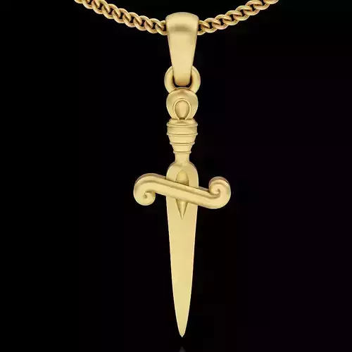 Dagger pendant silver gold printable jewelry 3D model