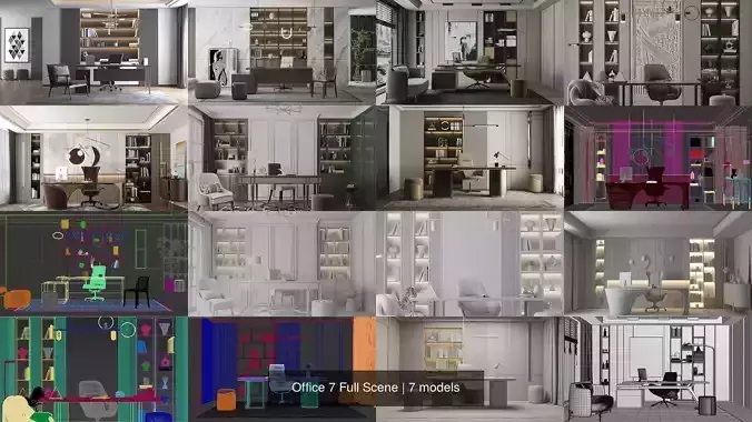 Office 7 Full Scene 3D Model Collection