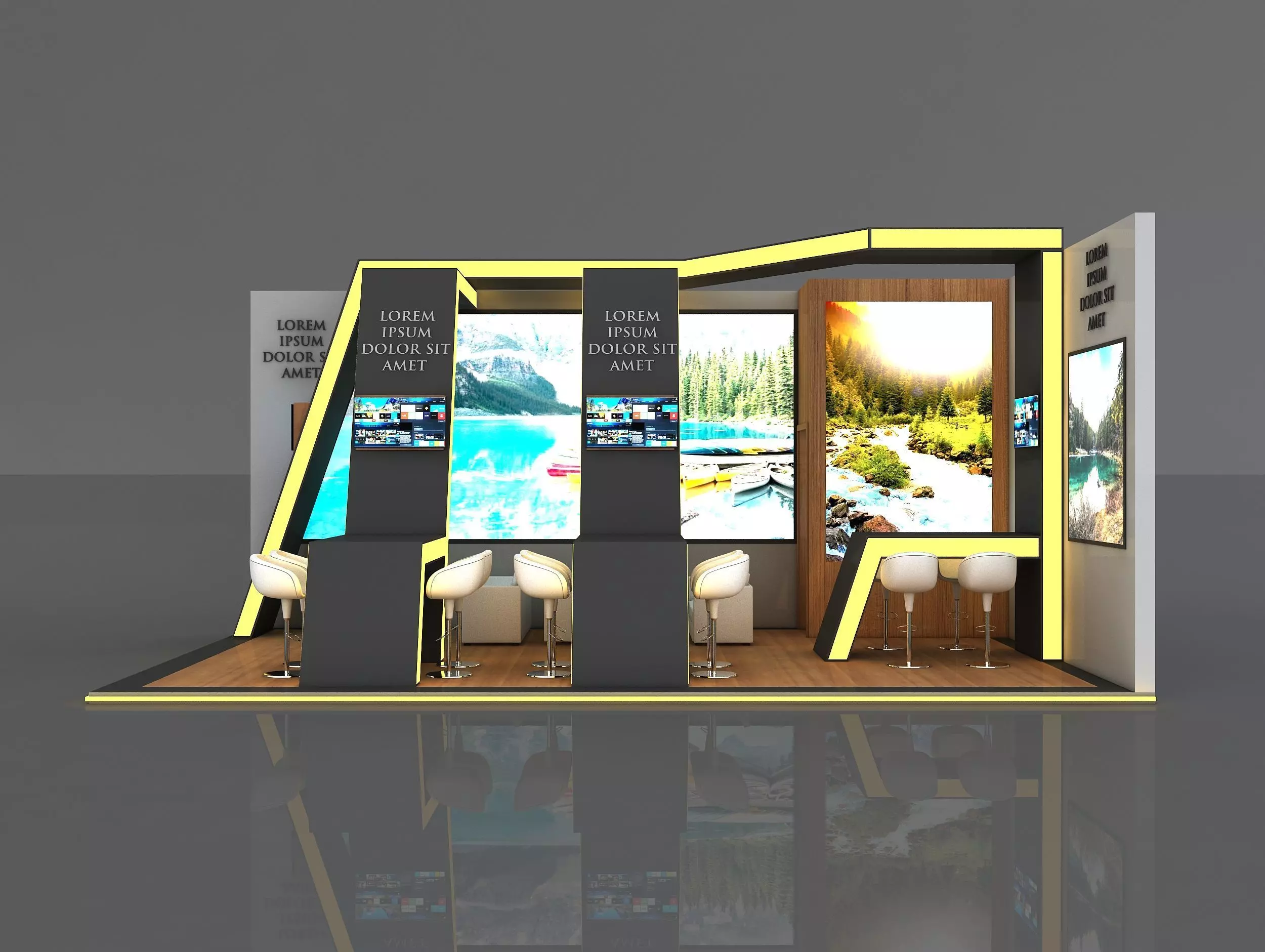 Booth Exhibition Stand Stall 8x5m Height 360 cm 2 Side Open 3D model_0