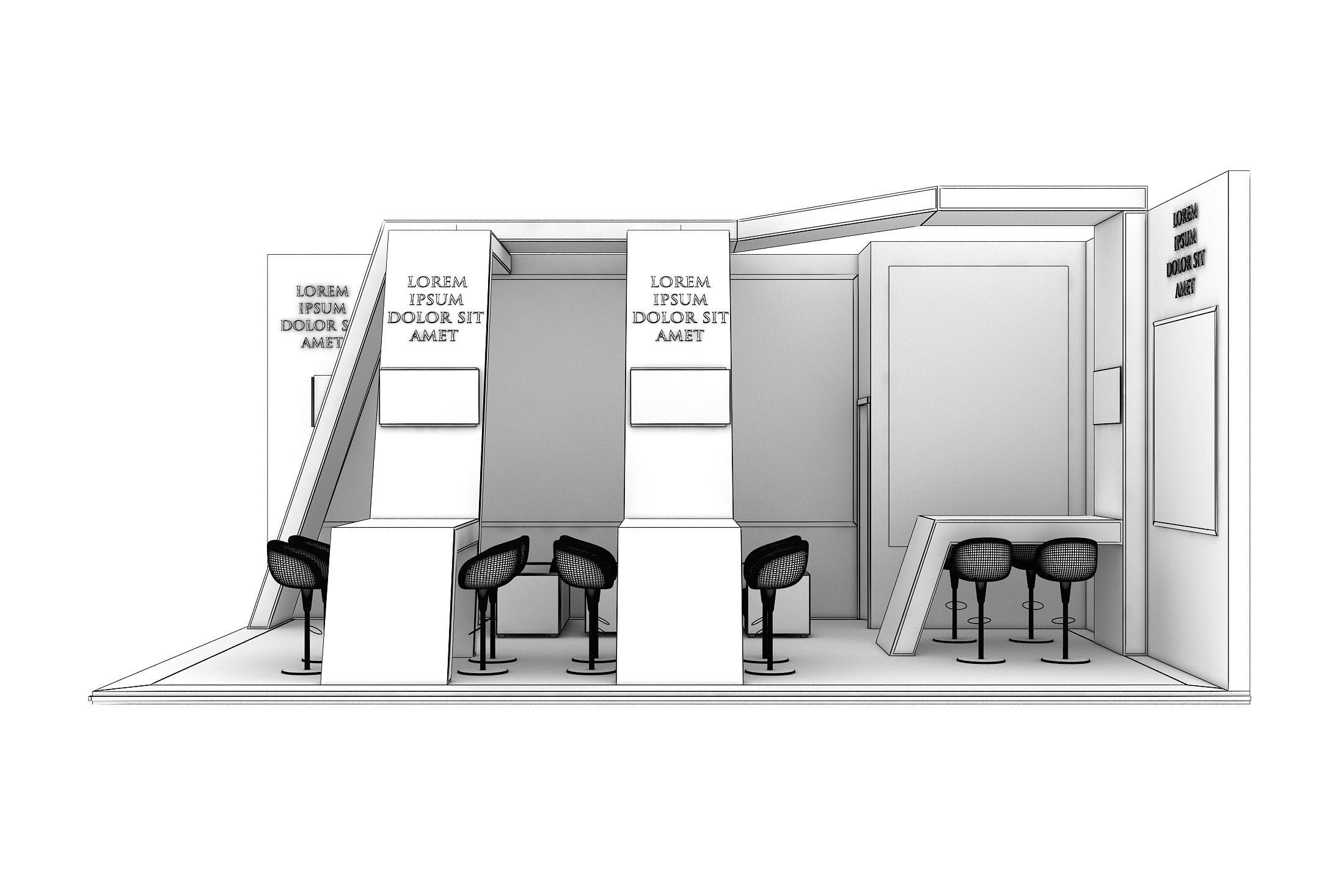 Booth Exhibition Stand Stall 8x5m Height 360 cm 2 Side Open 3D model_6