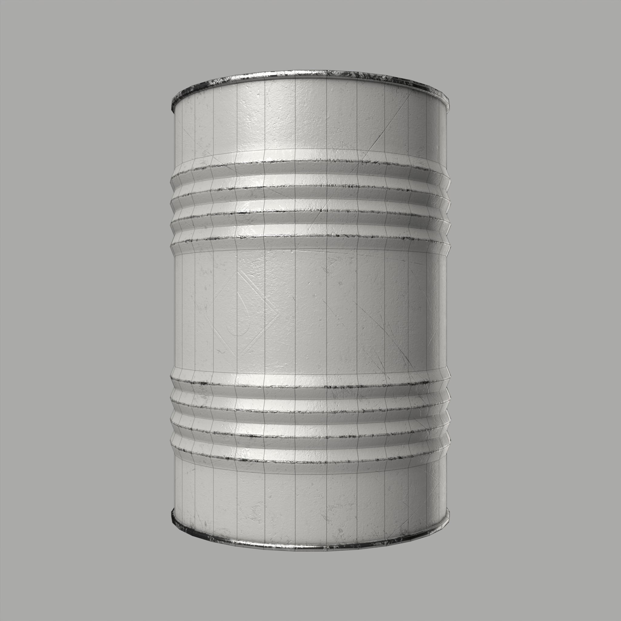 Oil Barrel Drum Metal Rusty Red Blue Low-poly 3D model_9
