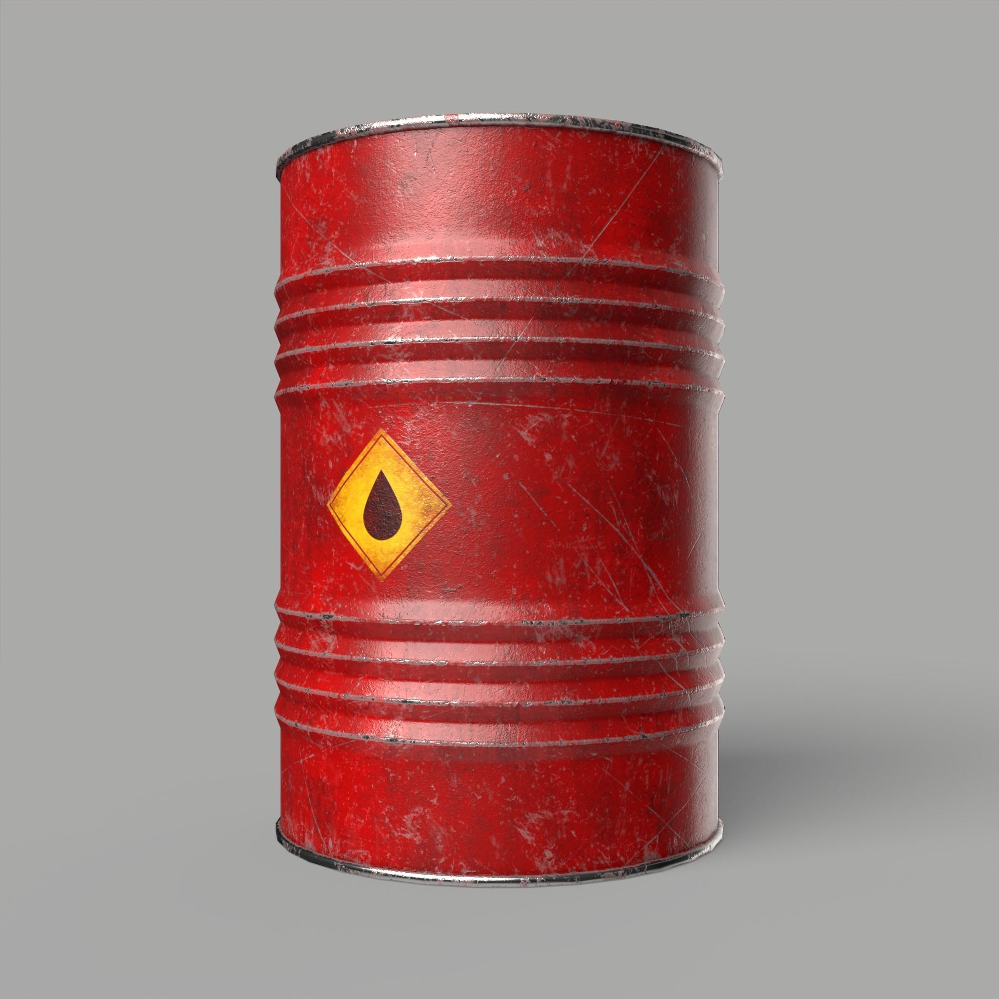 Oil Barrel Drum Metal Rusty Red Blue Low-poly 3D model_6