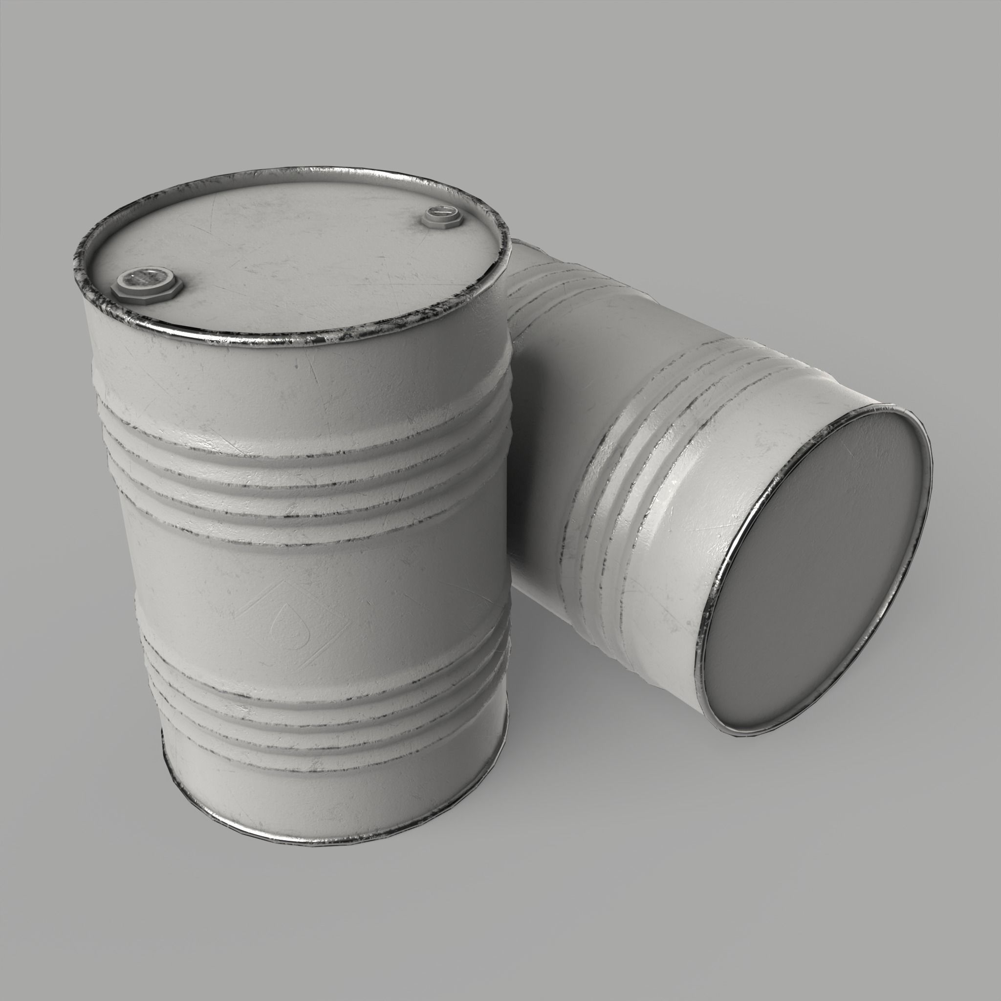 Oil Barrel Drum Metal Rusty Red Blue Low-poly 3D model_4