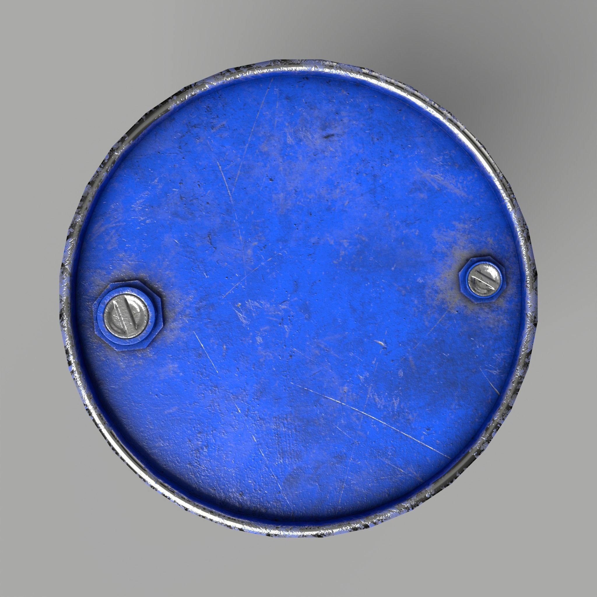 Oil Barrel Drum Metal Rusty Red Blue Low-poly 3D model_11