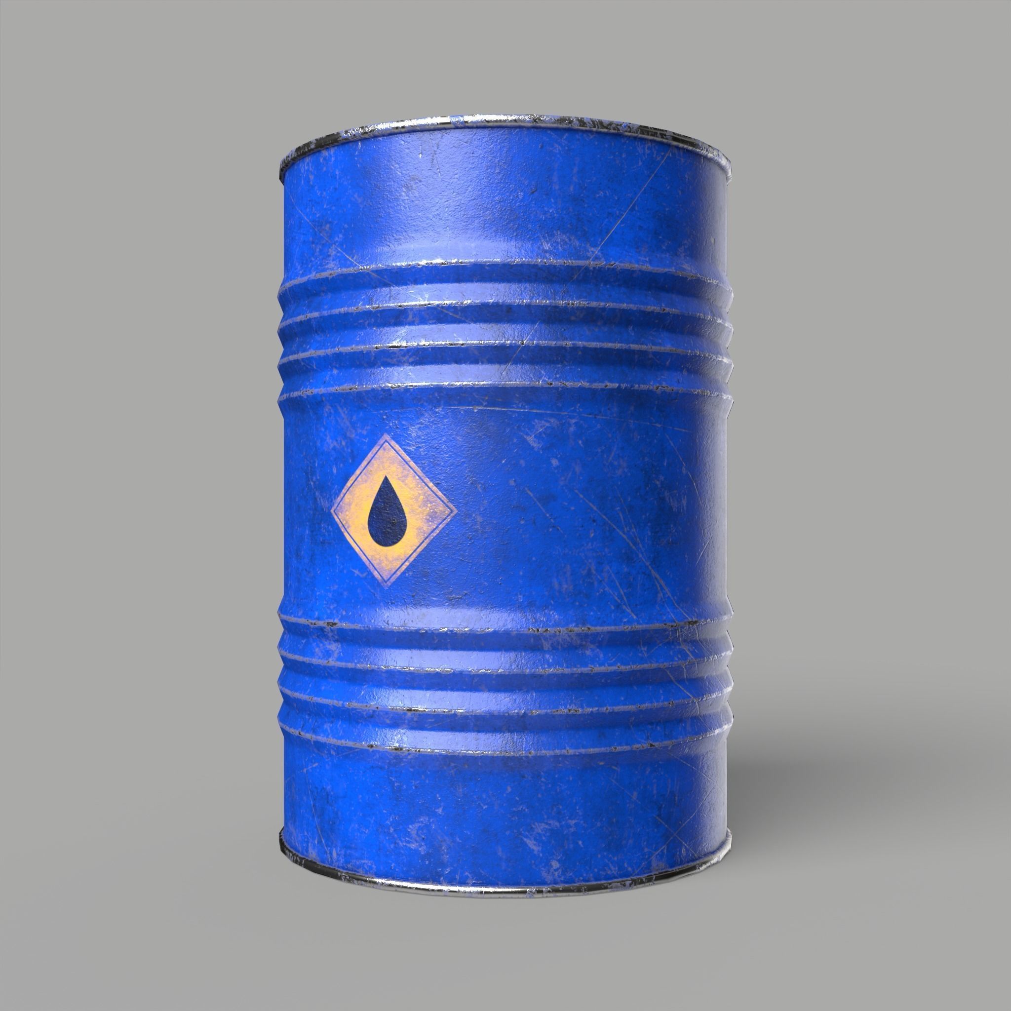 Oil Barrel Drum Metal Rusty Red Blue Low-poly 3D model_7
