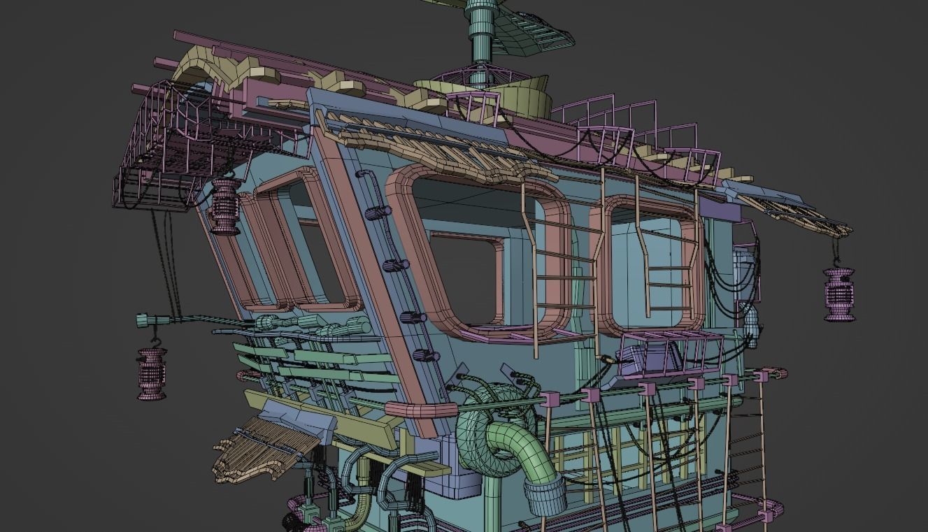 Junk Aircraft Plane Low-poly 3D model_9