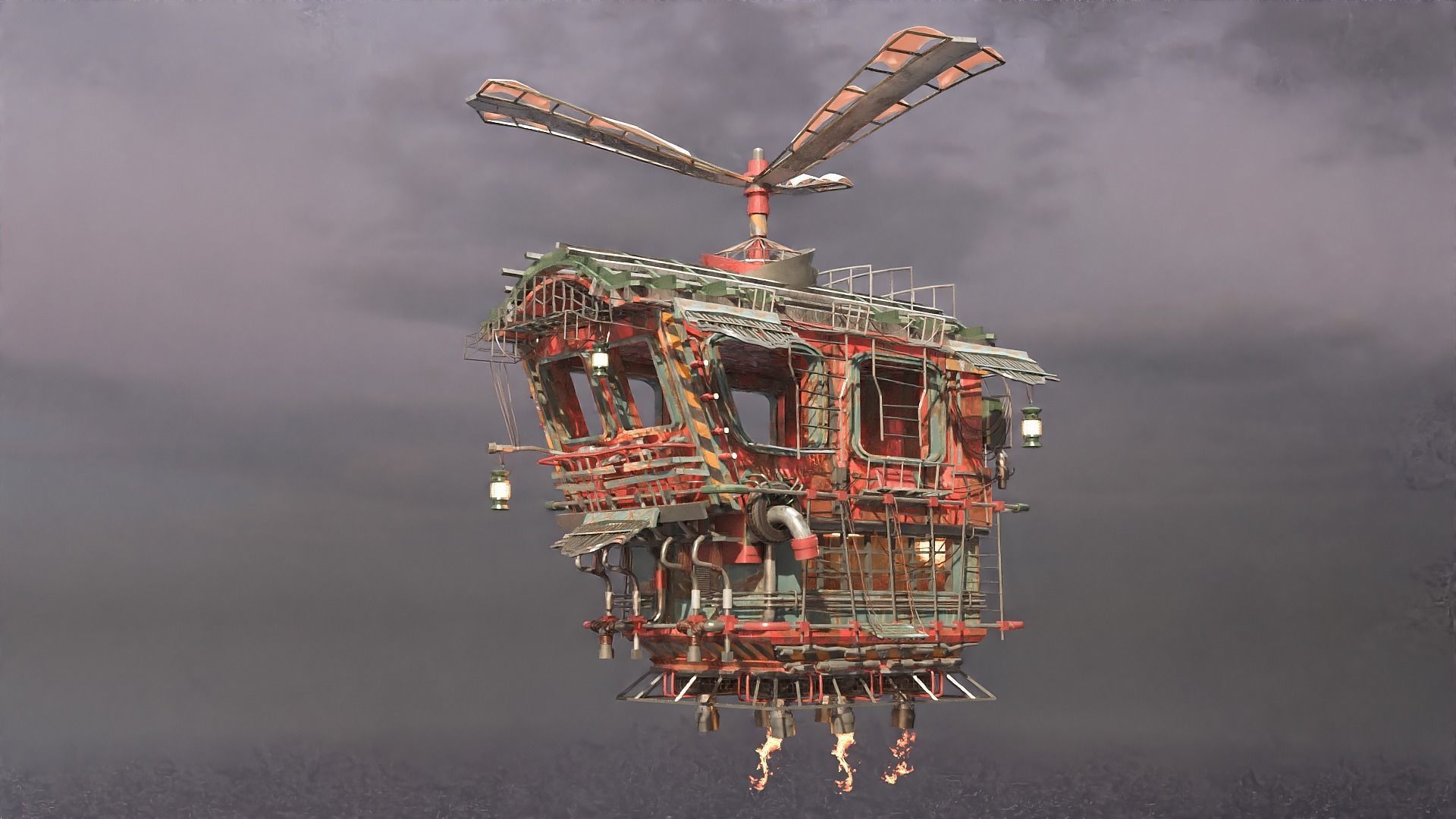 Junk Aircraft Plane Low-poly 3D model_1