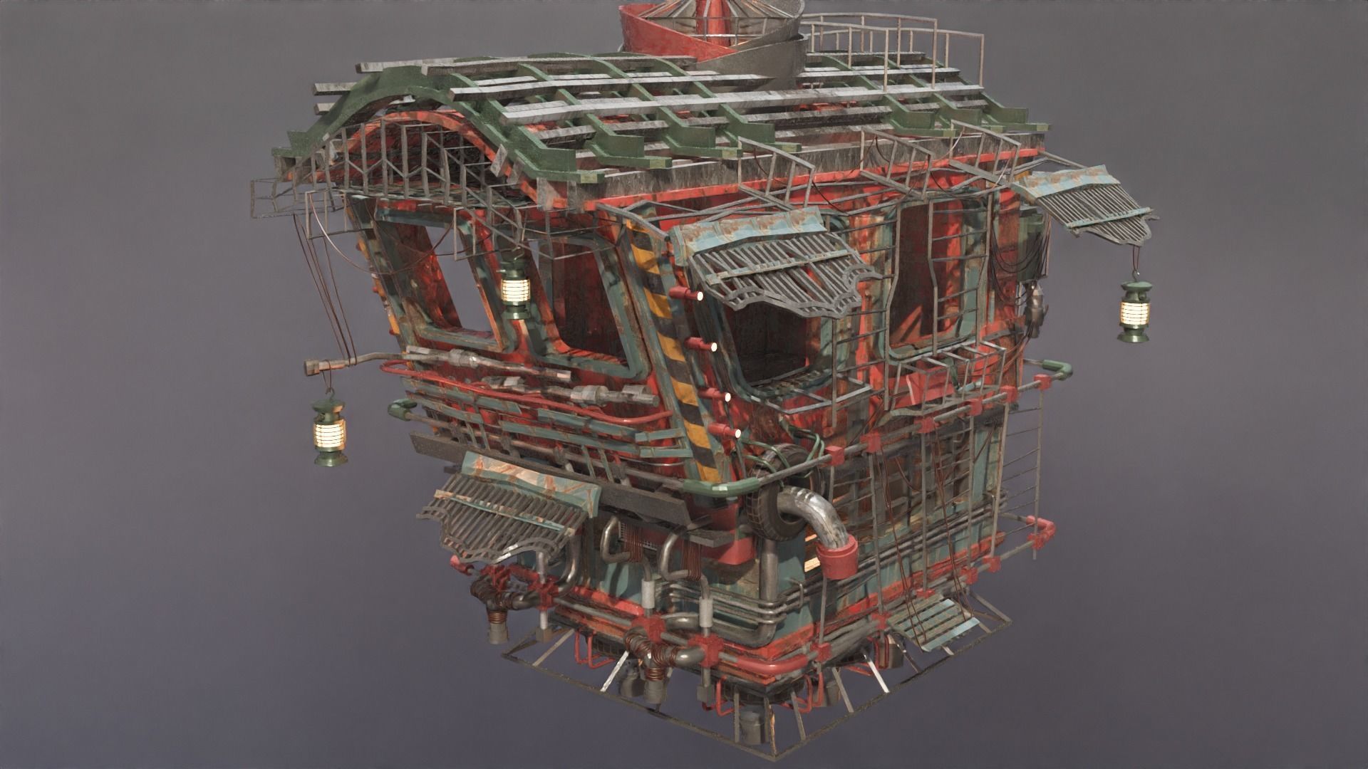 Junk Aircraft Plane Low-poly 3D model_6