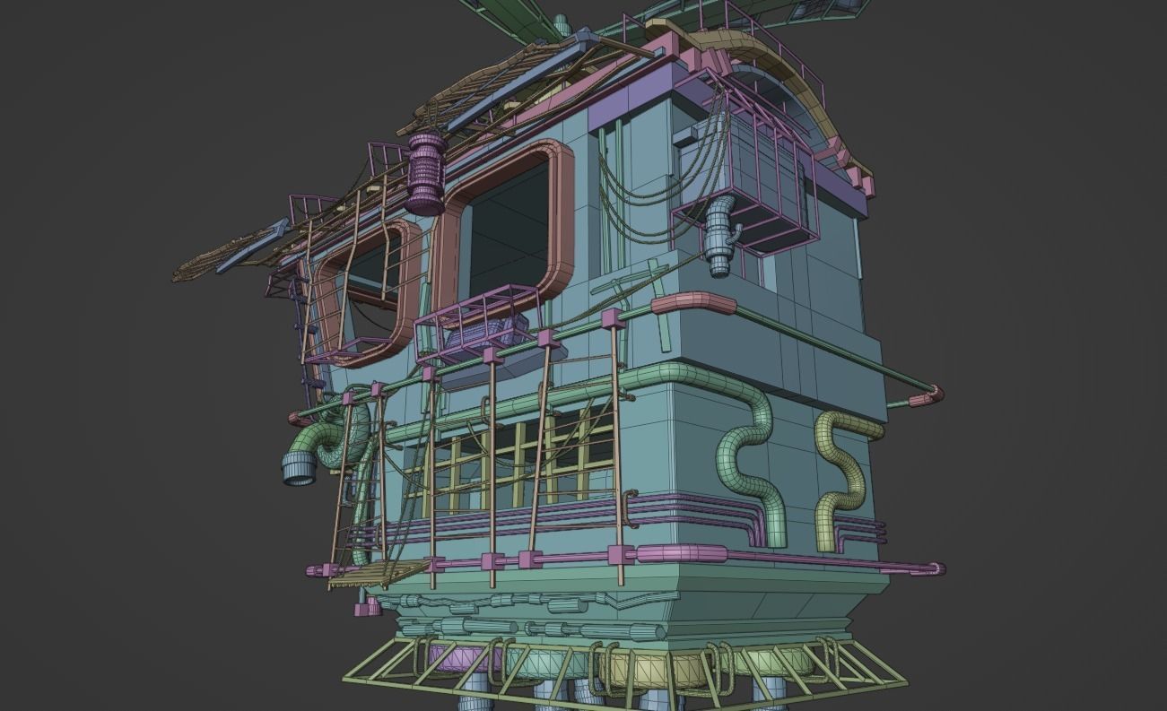 Junk Aircraft Plane Low-poly 3D model_13