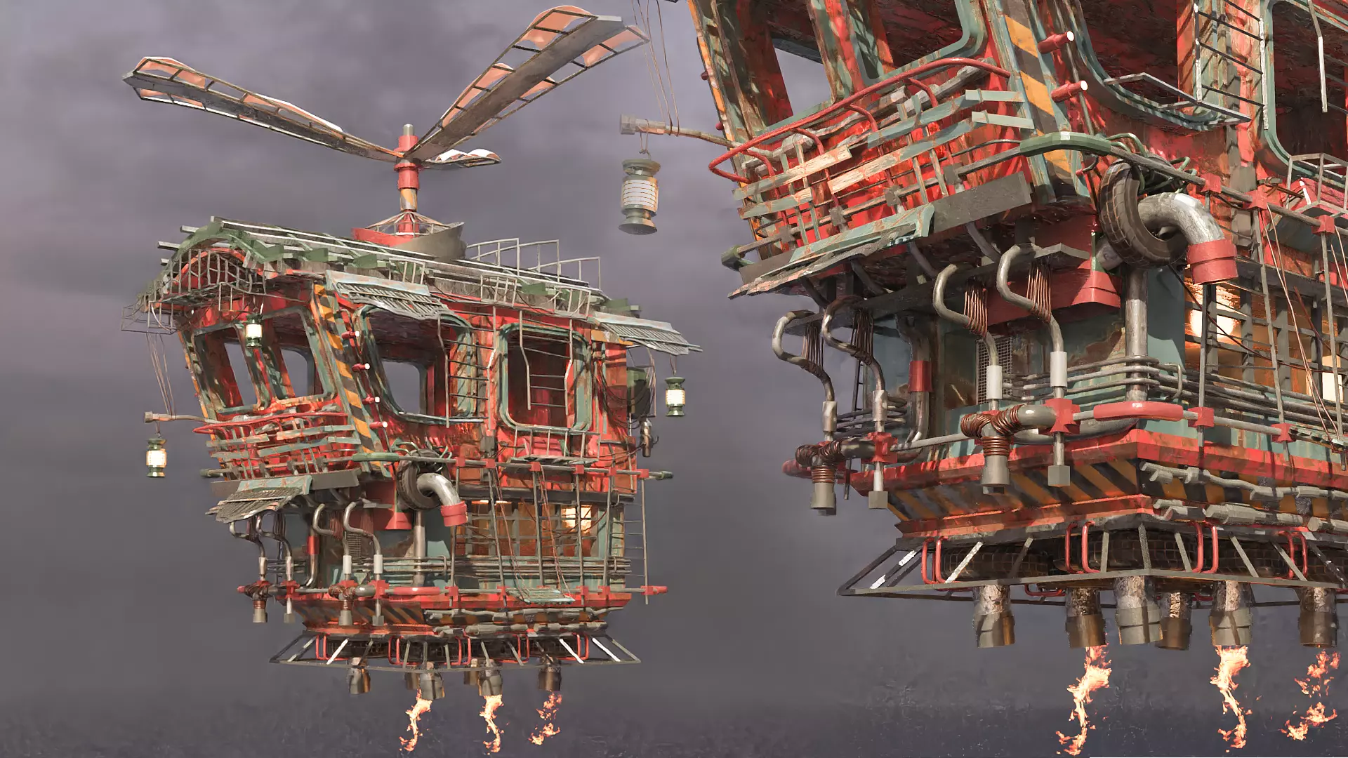 Junk Aircraft Plane Low-poly 3D model_0