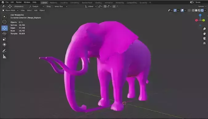 Elephant Base Mesh Low-poly 3D model Free low-poly 3D model