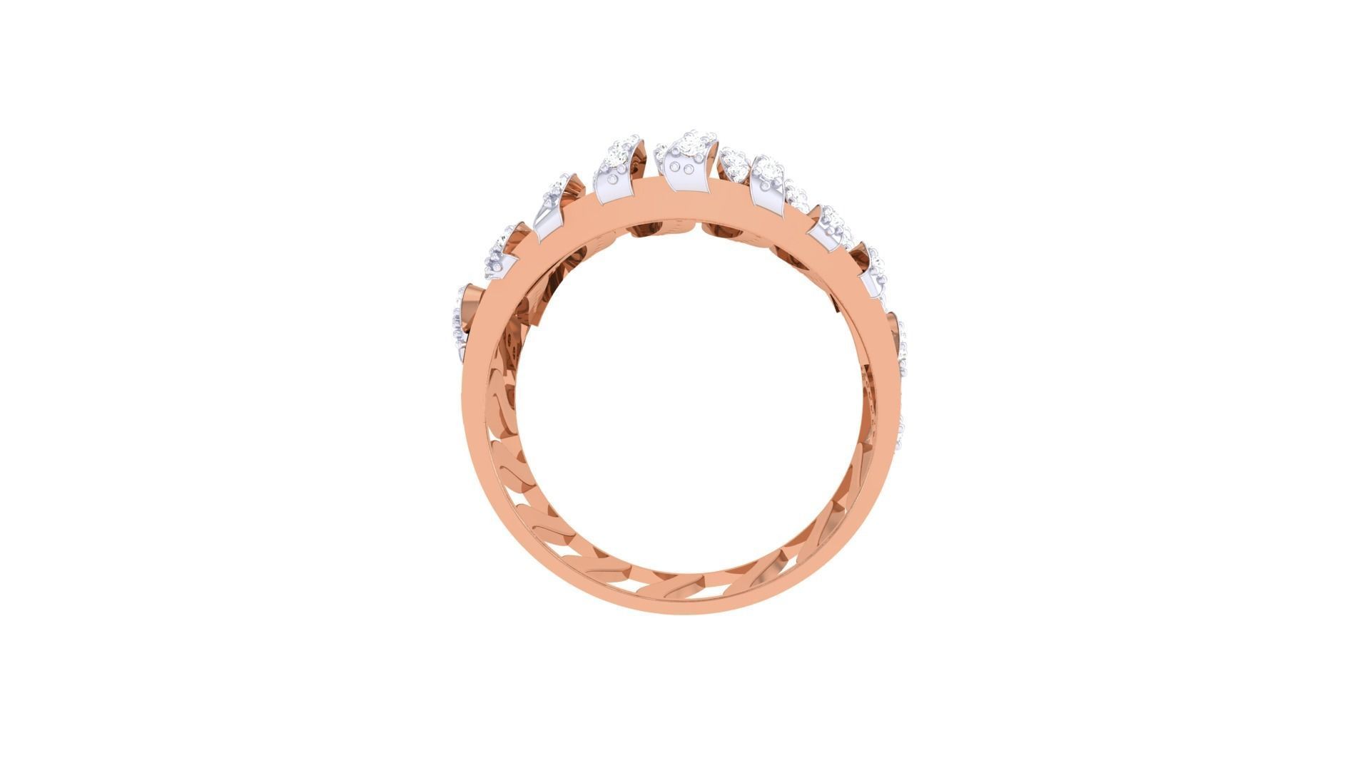 High Jewelry Wire Diamond Cocktail Ring 3dm stl obj 3D print model_12