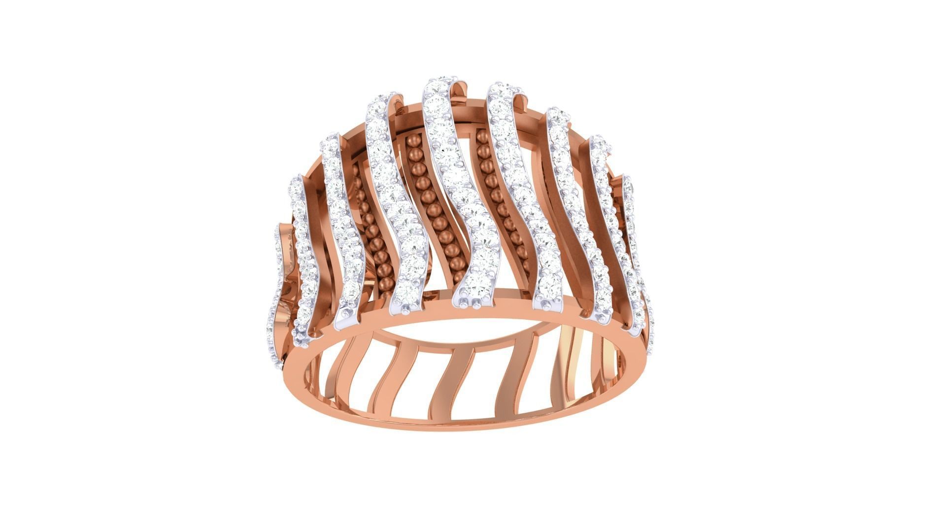 High Jewelry Wire Diamond Cocktail Ring 3dm stl obj 3D print model_9