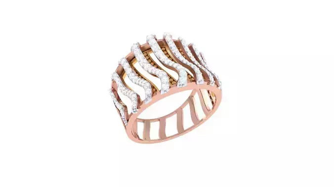High Jewelry Wire Diamond Cocktail Ring 3dm stl obj