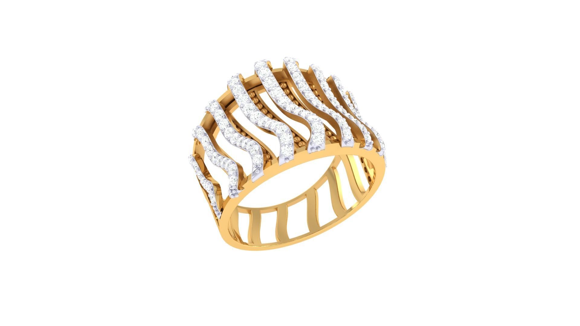 High Jewelry Wire Diamond Cocktail Ring 3dm stl obj 3D print model_6