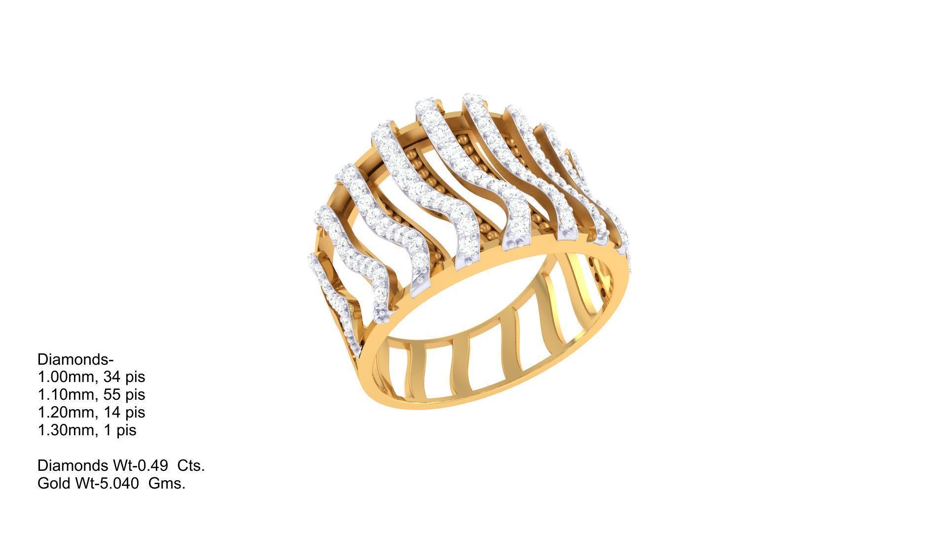 High Jewelry Wire Diamond Cocktail Ring 3dm stl obj 3D print model_3