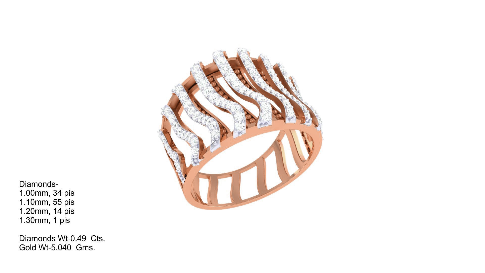 High Jewelry Wire Diamond Cocktail Ring 3dm stl obj 3D print model_2